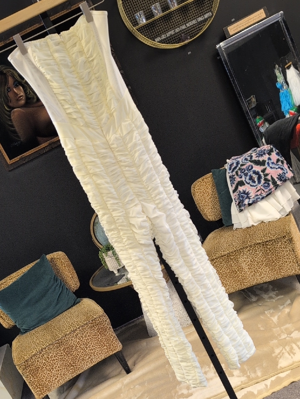 I.AM.GIA White Strapless Ruffle Jumpsuit